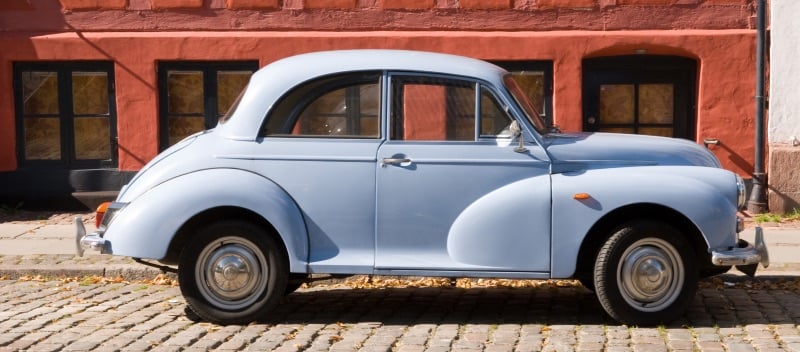 Classic light blue Volkswagen Beetle